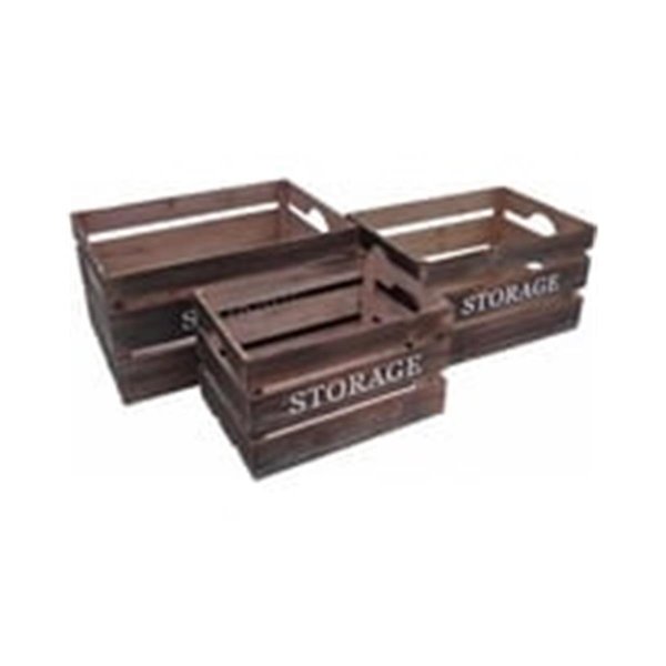 H2H Set of 3 Wood Crate with Farmers Market Label - 10.25 x 13 x 19 in. H253438